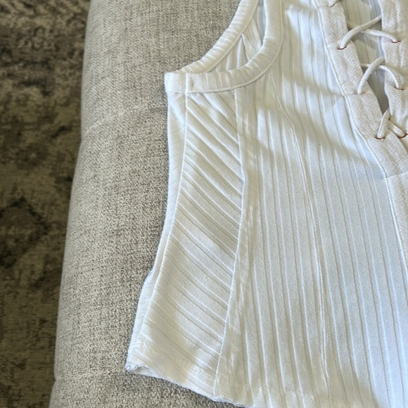 FREE PEOPLE INTIMATELY WOMENS WHITE LACE-UP TANK TOP SIZE M - Picture 7 of 14